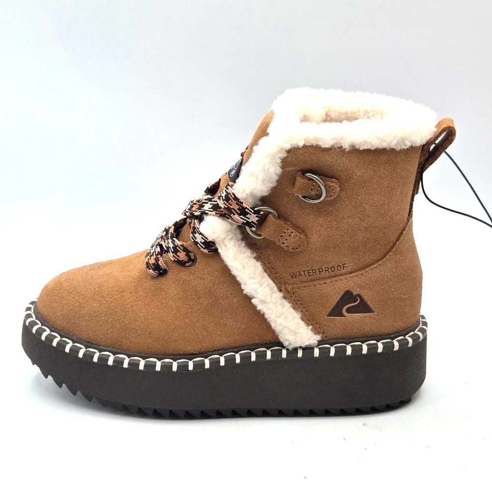 OZARK TRAIL LITTLE GIRLS SUEDE SNOW BOOTS, SZ 1, 3M THINSULATE, WATERPROOF‎ NWT